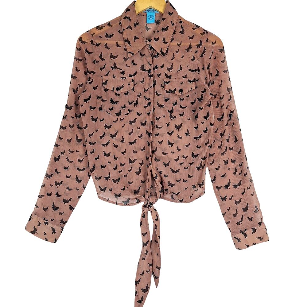Womens Top Medium Butterfly Fairy Grunge Boho Chic Feminine Gauzy Whimsical‎